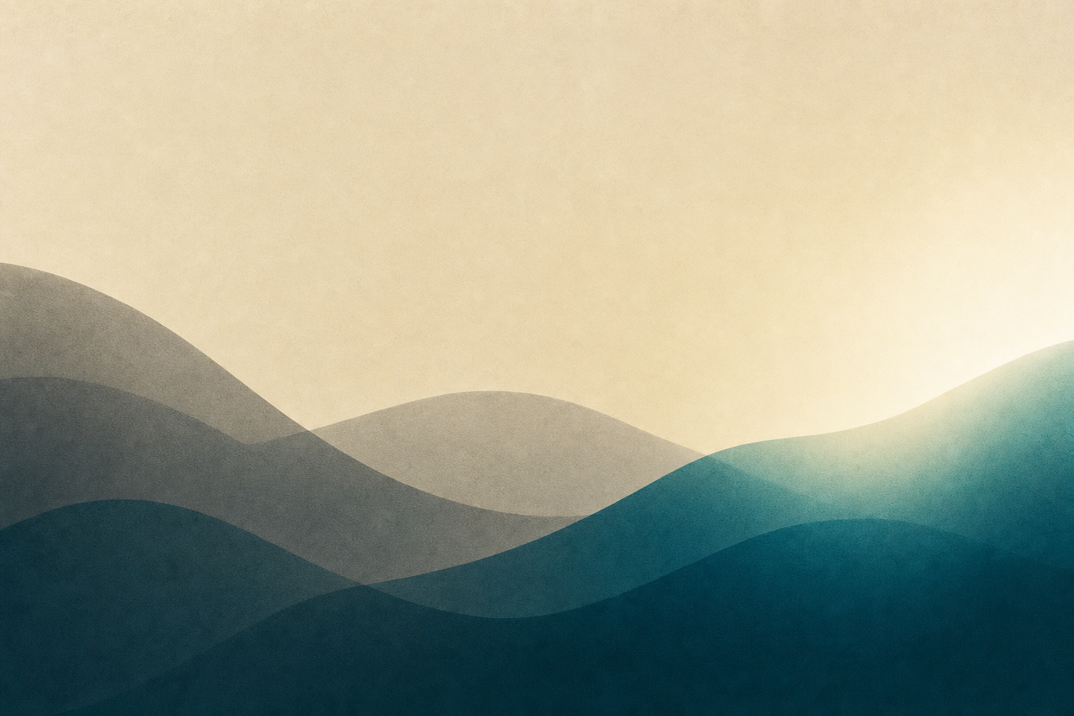 Abstract illustration of one waveform receding while another rises and brightens later, representing diazepam taking effect later in a taper.