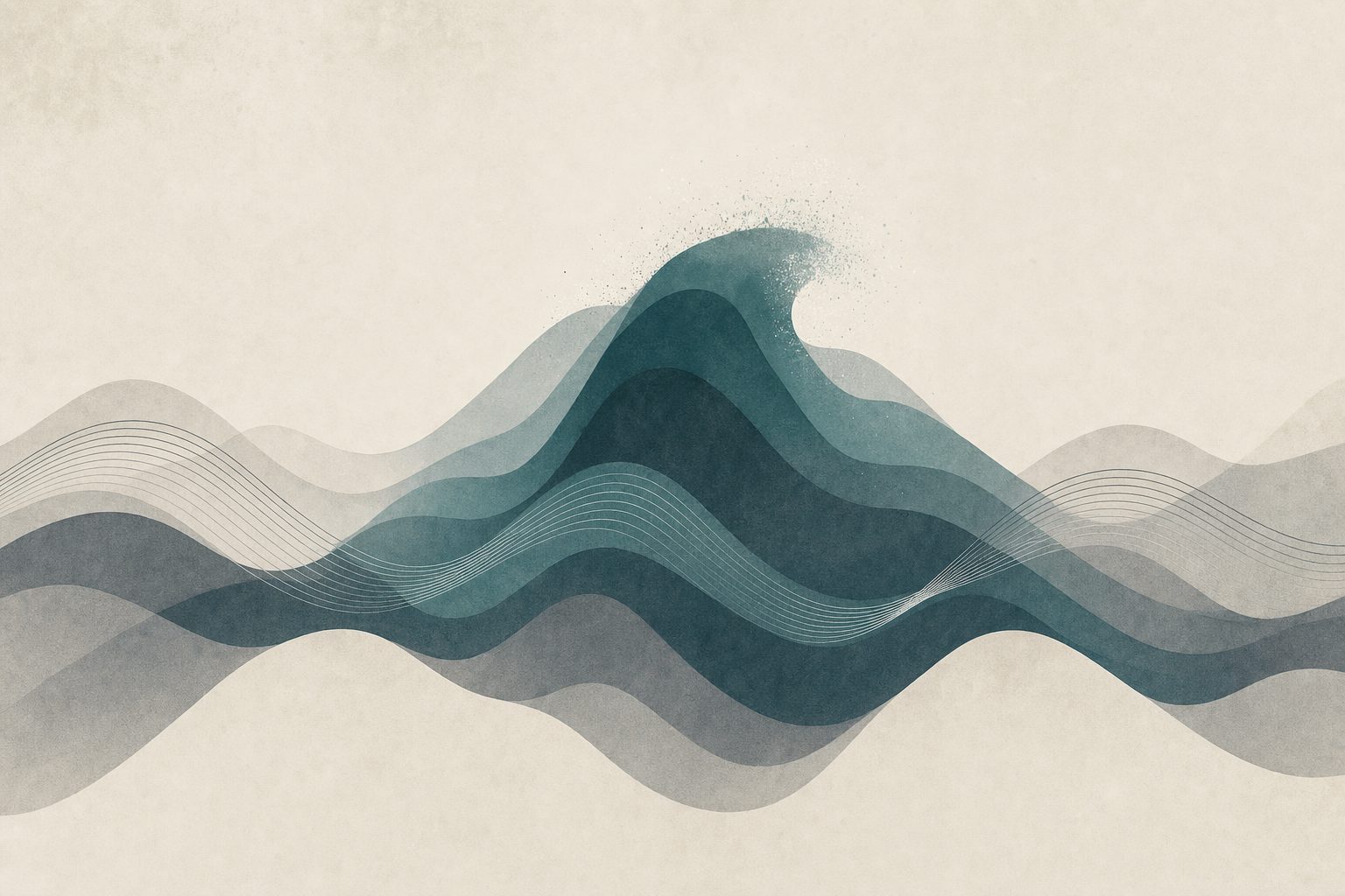 Abstract illustration of two wave patterns amplifying each other, representing standard treatment worsening BIND